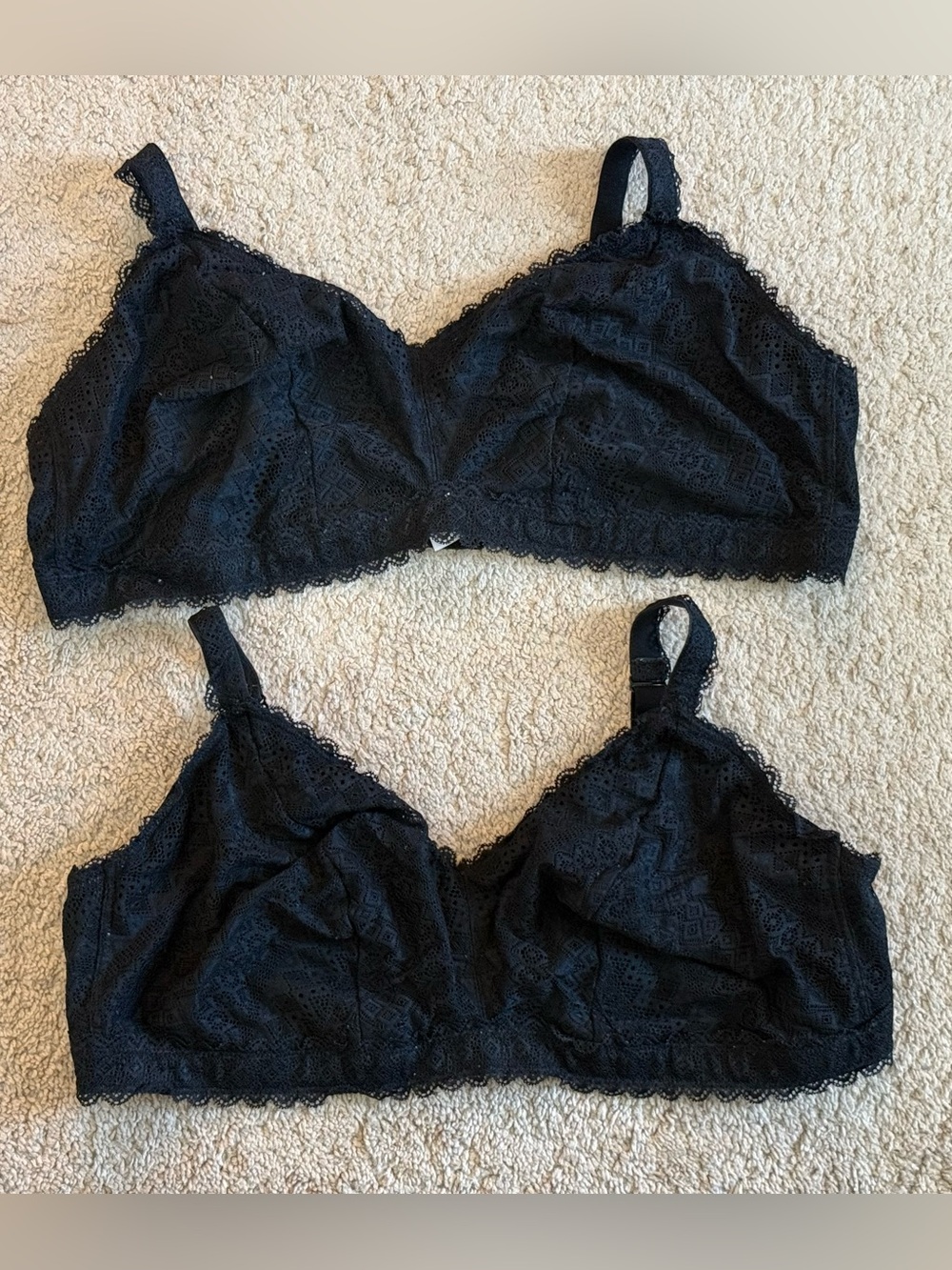 Auden Black Lace Bralette Bundle 4X Set of 2 Wireless Unlined Bras Plus Size